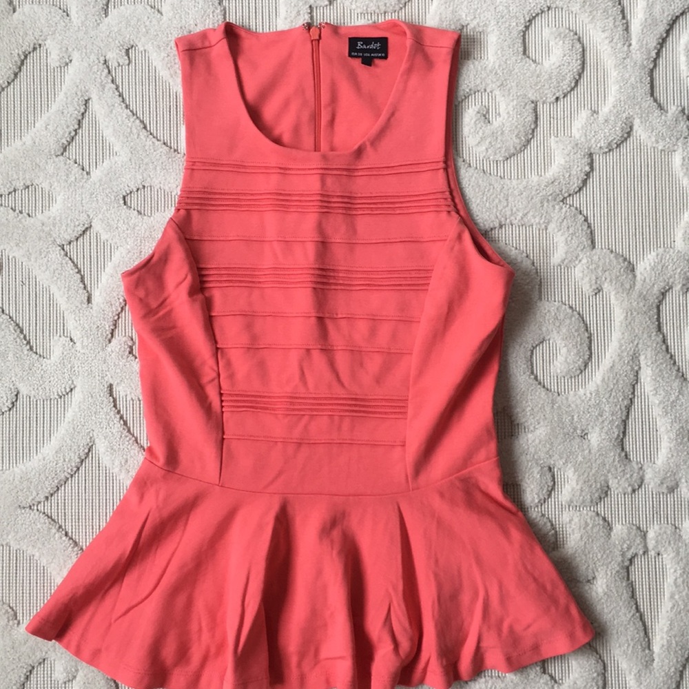 Bardot pink peplum top